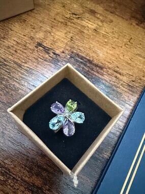 Multicolor Floral Gemstone Ring - Women Jewelry